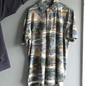 Nautica Blue and Green Polo Shirt Casual Style